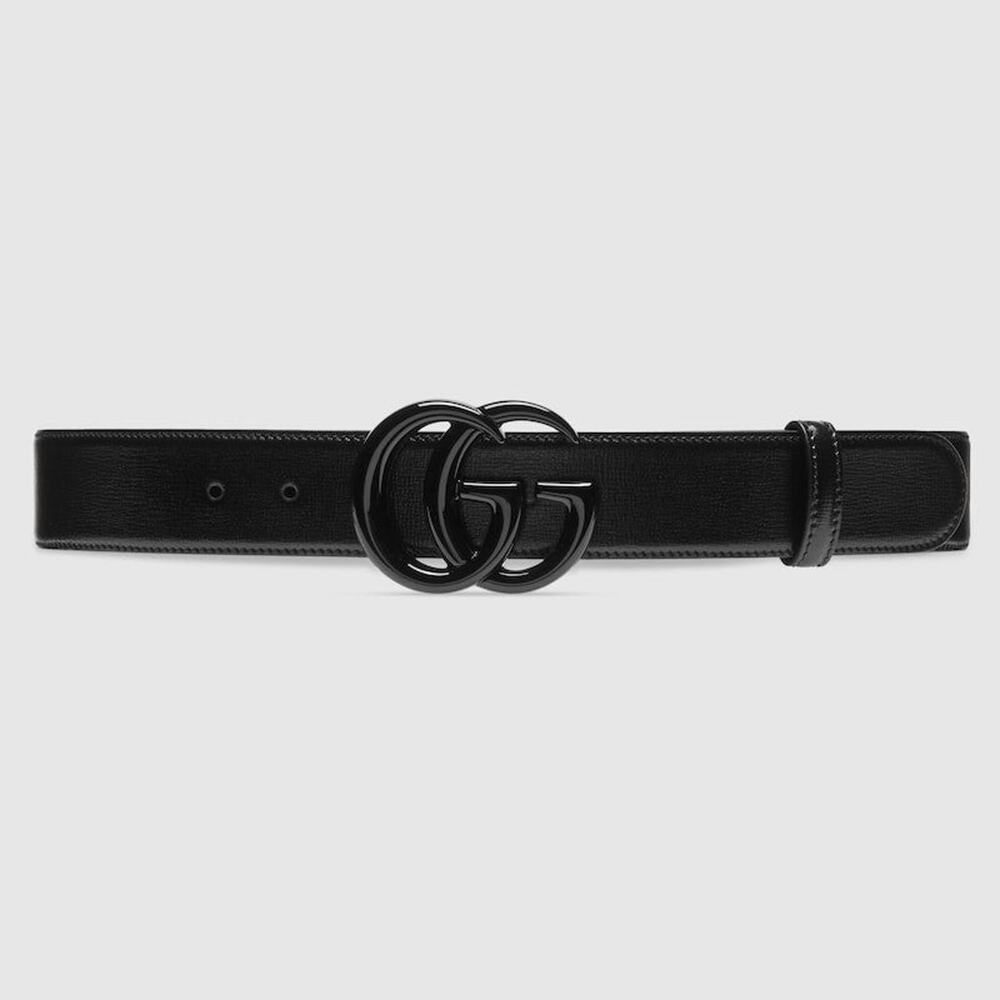 Gucci GG Marmont Wide Belt Black Leather - 100 cm